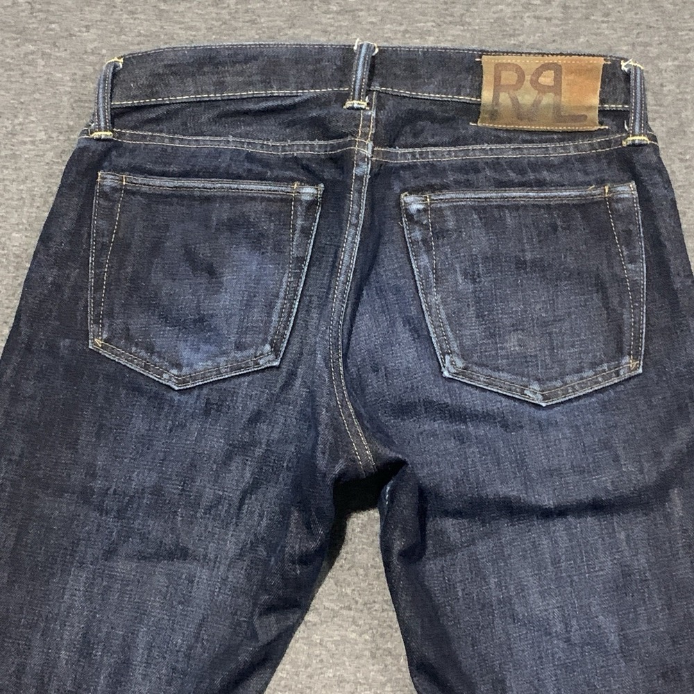 Double RL Men's Slim Fit American Woven SELVEDGE Denim Jeans Button Fly- 30x30 - Picture 6 of 15